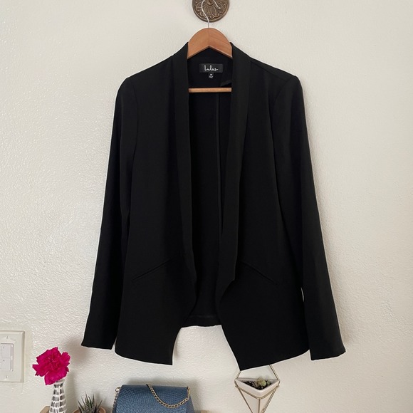 Lulus Black Open Front Blazer Jacket Career Business Medium - Picture 1 of 5
